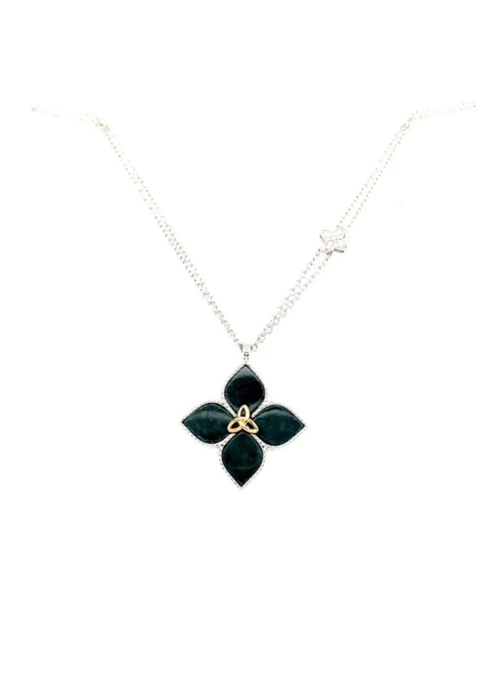 Sterling Silver Marble Trinity Knot Pendant with Cubic Zirconia
